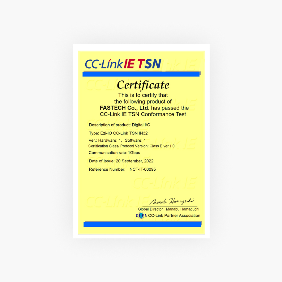 [Certification][CLASS B][CC-Link IE TSN][Ezi-IO IN32] (220920)